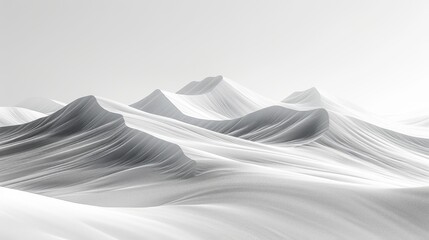 Fototapeta premium Simple pencil drawing of minimalist view of rolling desert dunes with soft lines.