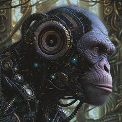 Cyborg monkey, fantasy style.