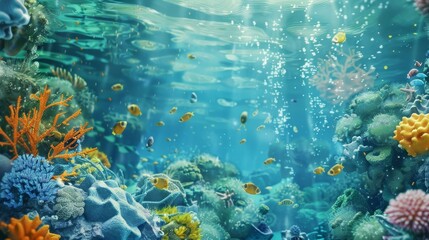 Fototapeta premium A colorful underwater scene with fish swimming around coral