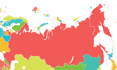 Obraz premium Political map of Russia isolated on white background.modern colorful style. for website layouts, background, education, precise, customizable, Travel worldwide, map silhouette backdrop, earth geogra