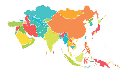 Map of Asia Pacific isolated on white background.modern colorful style. for website layouts, background, education, precise, customizable, Travel worldwide, map silhouette backdrop,earth geography.