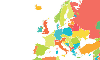 Naklejka premium Europe map isolated on white background.modern colorful style. for website layouts, background, education, precise, customizable, Travel worldwide, map silhouette backdrop, earth geography, political.