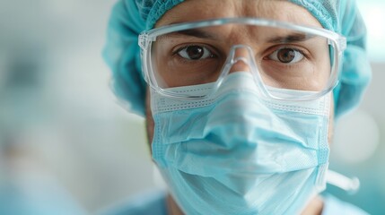 Surgeon preparing for a delicate procedure, realistic, focused lighting