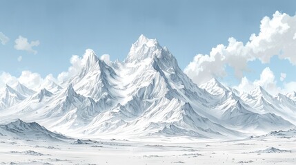 Obraz premium Simple pencil drawing of distant mountain range.