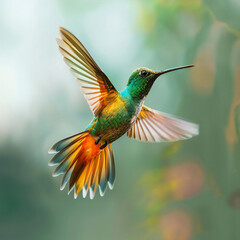 Fototapeta premium hummingbird fly in blurred background