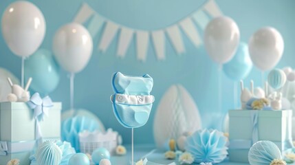 3D Blue Baby Diaper For A Baby Boyýs Birthday Party, Gender Reveal