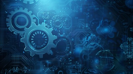 A blue background with many gears on it