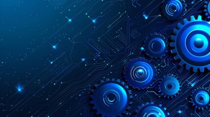 Obraz premium A blue background with many gears on it