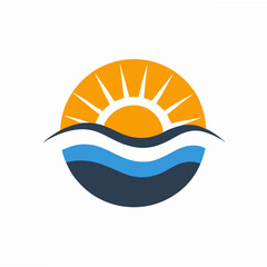 Sunshine Logo in Waves Vibrant Vector Illustration