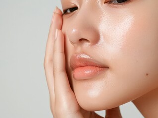 Beauty with protective skincare routine, realistic, healthy and radiant