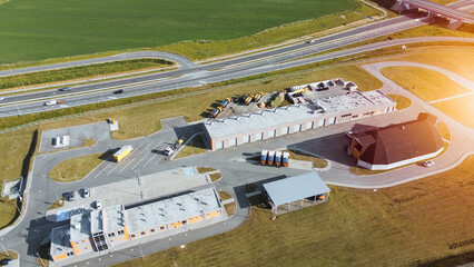 Industrial site with connected roads seen from above