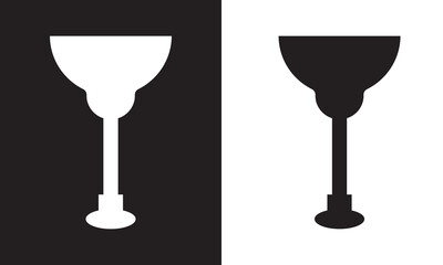 Cocktail drink glass icon isolated on black and white background. EPS 10