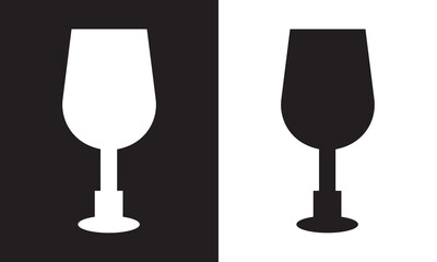 Cocktail drink glass icon isolated on black and white background. EPS 10
