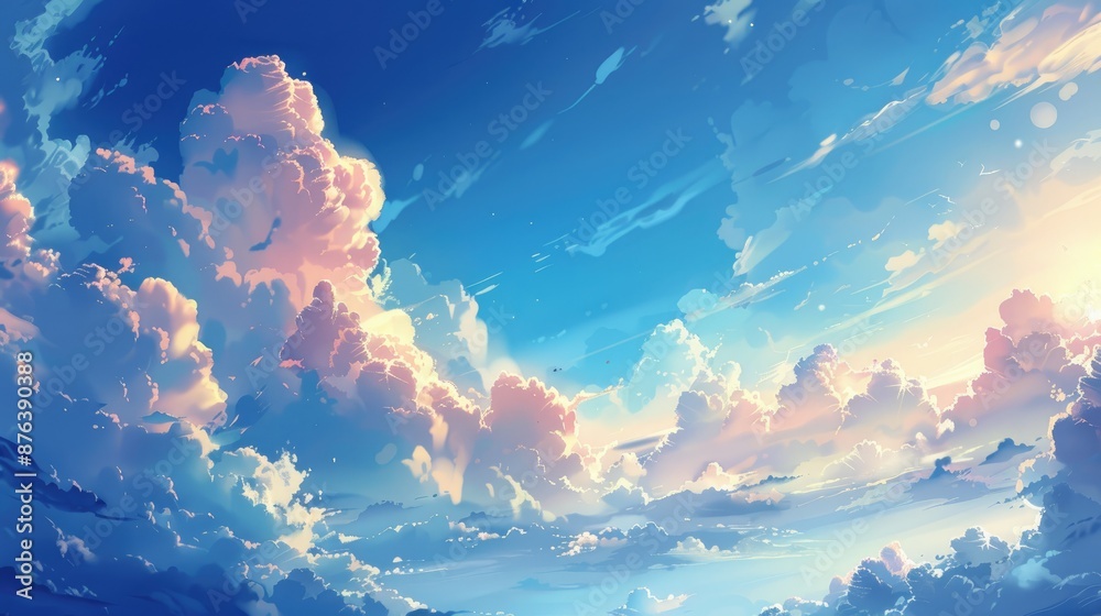 Wall mural sky with clouds and space for text