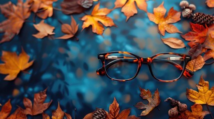 Optic store fall discount Stylish glasses sale banner with copy space