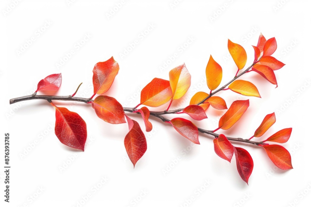 Sticker A close-up shot of a tree branch covered in vibrant autumn leaves