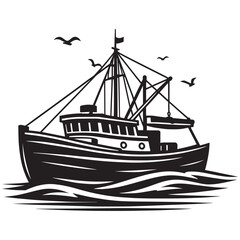 Boat silhouette vector illustration isolated on a white background