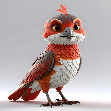 3D animated Cute Cartoon Render of a Smiling Red-Tailed Comet Base Character 3D Rendered on a White Background.