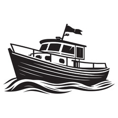 Boat silhouette vector illustration isolated on a white background