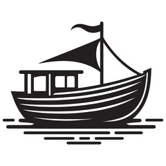 Boat silhouette vector illustration isolated on a white background