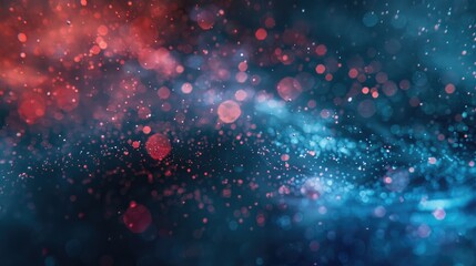 Shiny futuristic marble abstract background with blurred particles in cyan blue and red