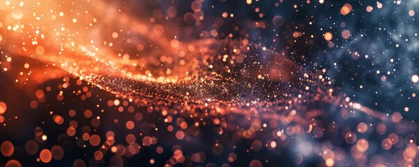 Abstract Orange and Blue Bokeh Background with Sparkles