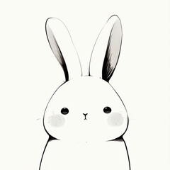 Obraz premium Minimalist black line art of a bunny rabbit