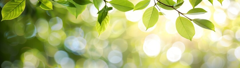 Naklejka premium Green Leaves with Bokeh Background - Nature Photography