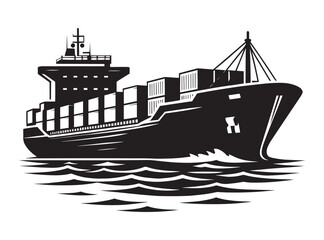 Cargo ship with containers vector illustration isolated on a white background © Md Hasan