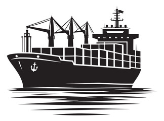Fototapeta premium Cargo ship with containers vector illustration isolated on a white background