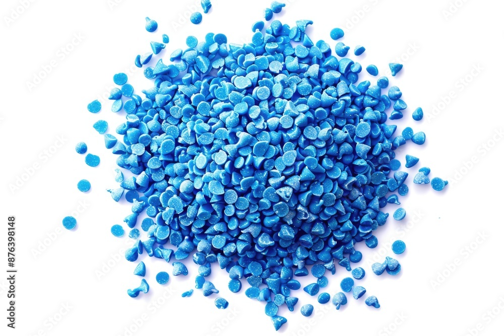 Poster a pile of blue rocks on a white surface, suitable for use in photography or design projects