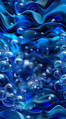 Waves, ruffles and bubbles, sweet, lavender and blue colors Abstract background, vertical banner