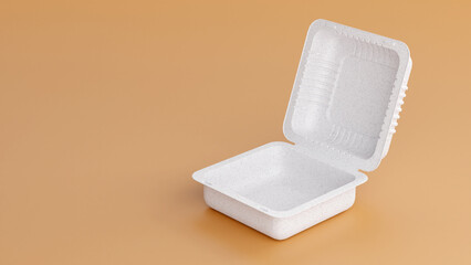 Empty disposable paper food packaging tray, 3D render