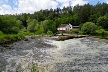 small house on the river
