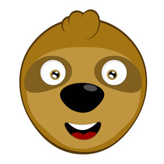 vector illustration face bear sloth character animal cartoon,, with a happy expression
