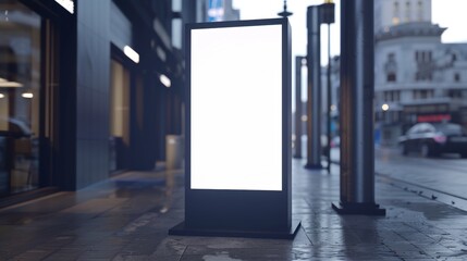 Fototapeta premium Public area advertising generative ai mockup of blank screen signboard for offers or advertisements
