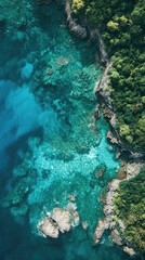 Obraz premium Abstract Aerial Background Showcasing Bodies of Water and Natural Landscapes with Unique Urban Views in Turquoise and Chambray Blue