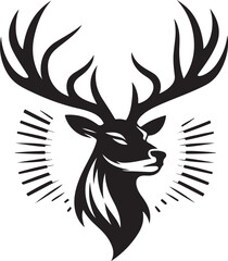 new style deer head silhouette vector  black color white background 