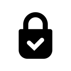 Lock icon, lock with tick, lock check mark, security icon.