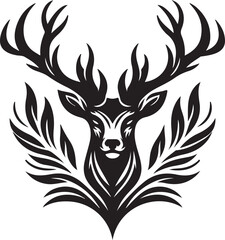 new style deer head silhouette vector  black color white background 
