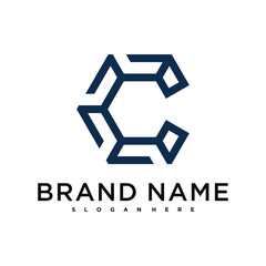 Letter O creative logo design with hexagon lines. Premium Vector