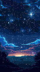 iPhone wallpaper Starry scene pixel art