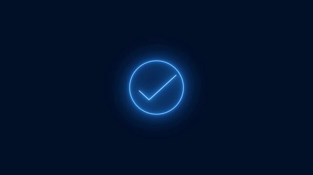 checkmark inside a circle animated. glowing neon line check mark icon animation.