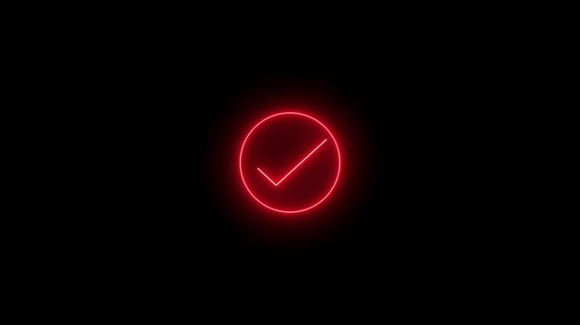 checkmark inside a circle animated. glowing neon line check mark icon animation.