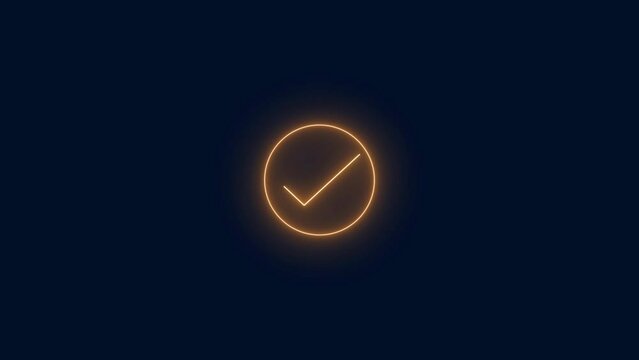 checkmark inside a circle animated. glowing neon line check mark icon animation.