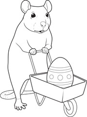 Rat Easter Easter egg Wheelbarrow Animal Vector Graphic Art Illustration
