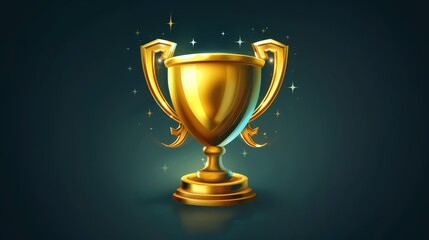 Gold trophy illustration. Beautiful gold cup concept