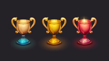 Gold trophy illustration. Beautiful gold cup concept