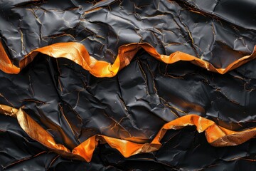 Obraz premium Abstract background in black and orange with metallic foil texture