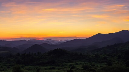 Obraz premium Sunset landscape beautiful mountains